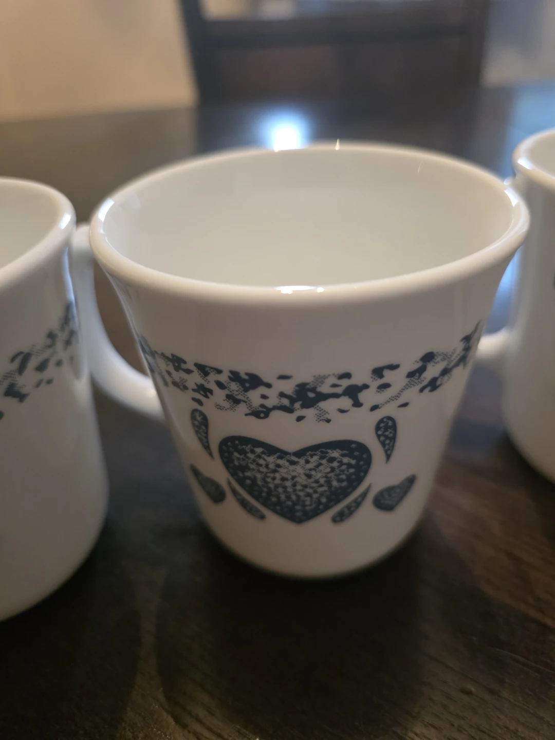 Set of 4 - Corelle "Blue Hearts" mugs by Corning