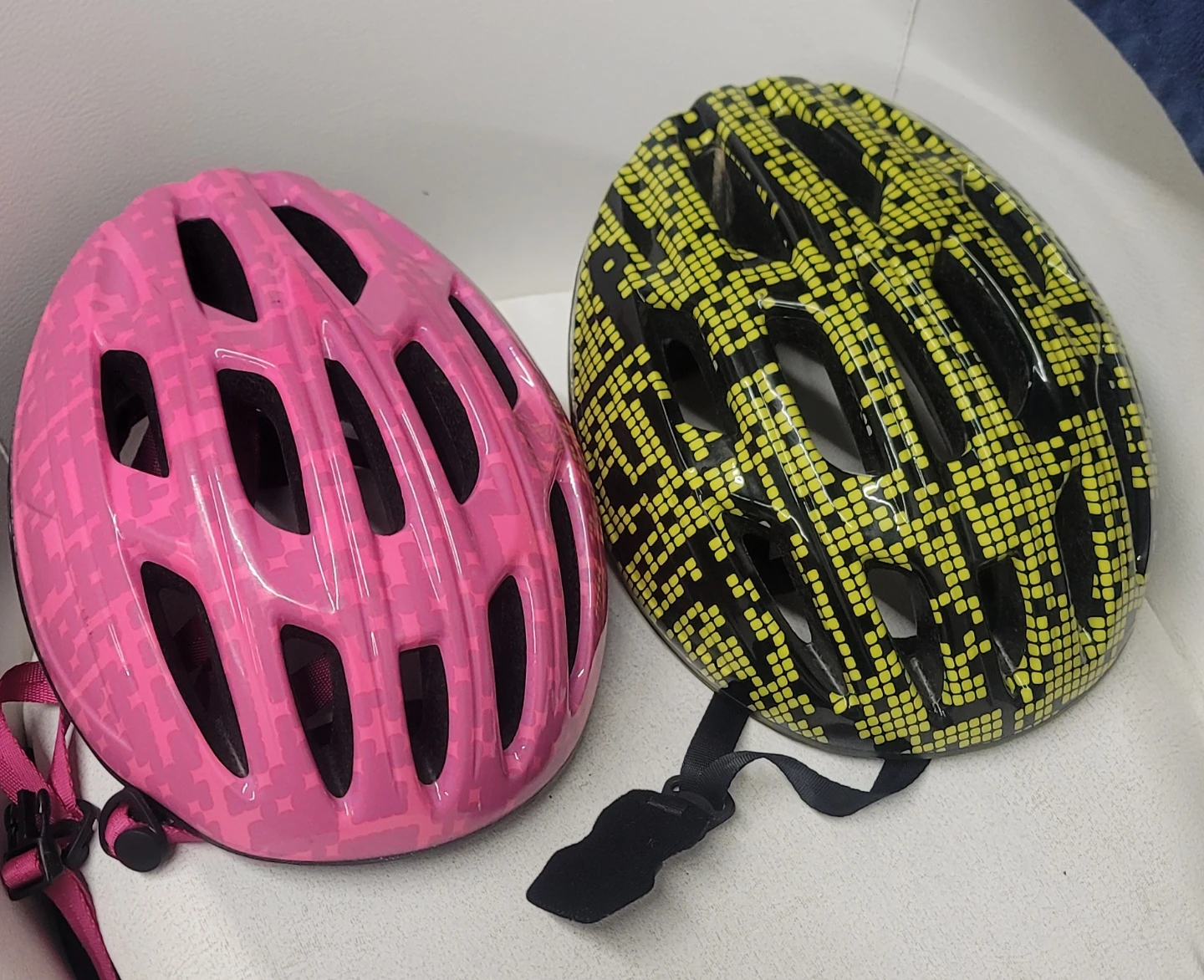 Two Kids Bike Helmets - Pink & Yellow/Black