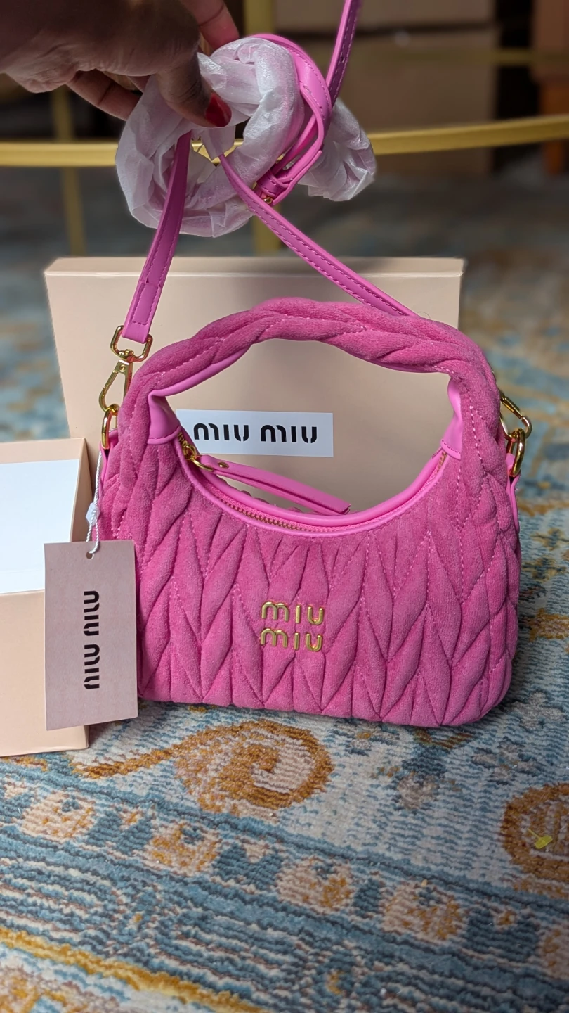 Miu Miu Pink Suede Matelasse Shoulder Bag