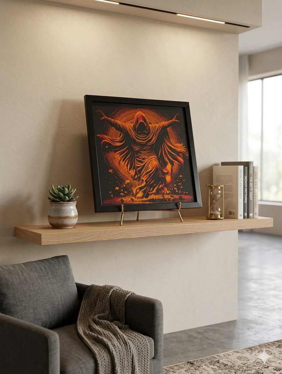 Framed Wall Art - Fiery Cloaked Figure