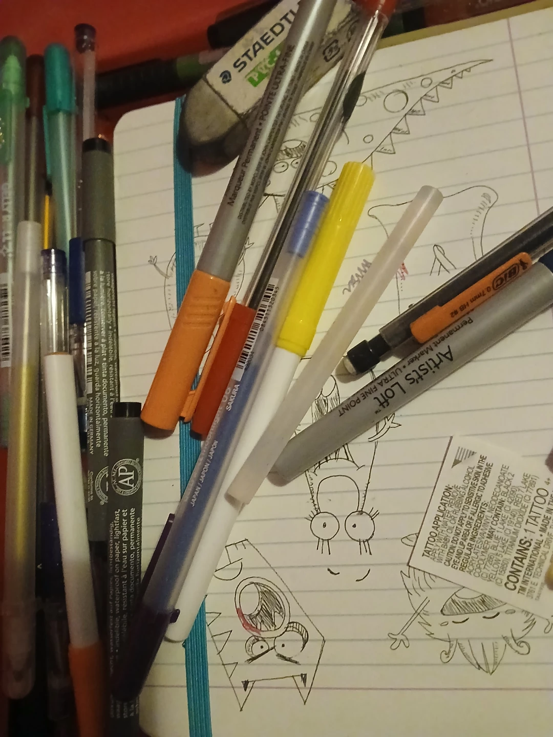 Assorted Pens, Pencils, Markers & Eraser Set