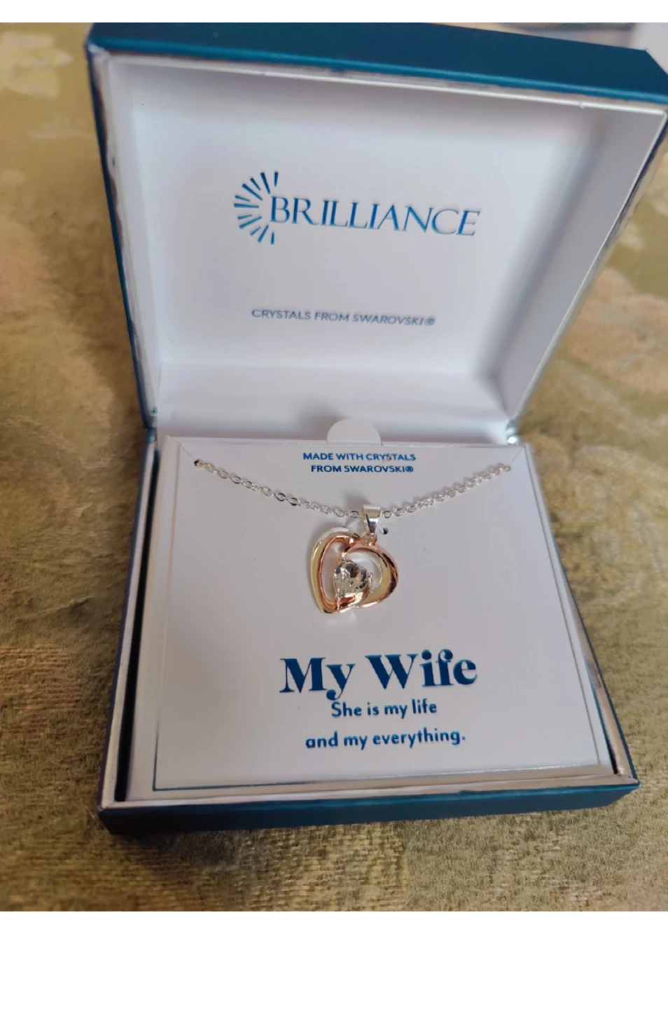 My Wife Heart Pendant Necklace in Rose Gold and Silver