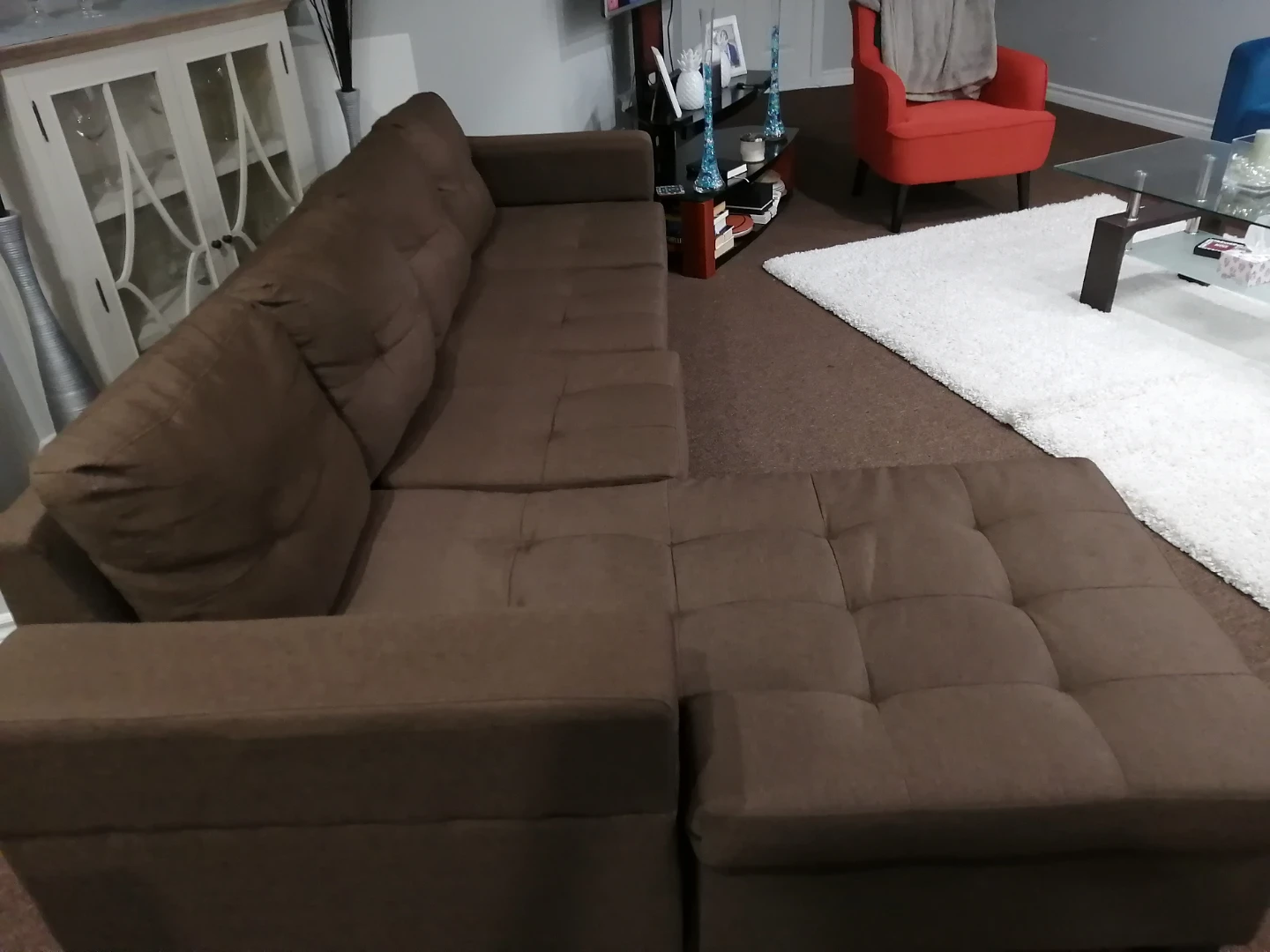 Brown Sectional Sofa with Chaise