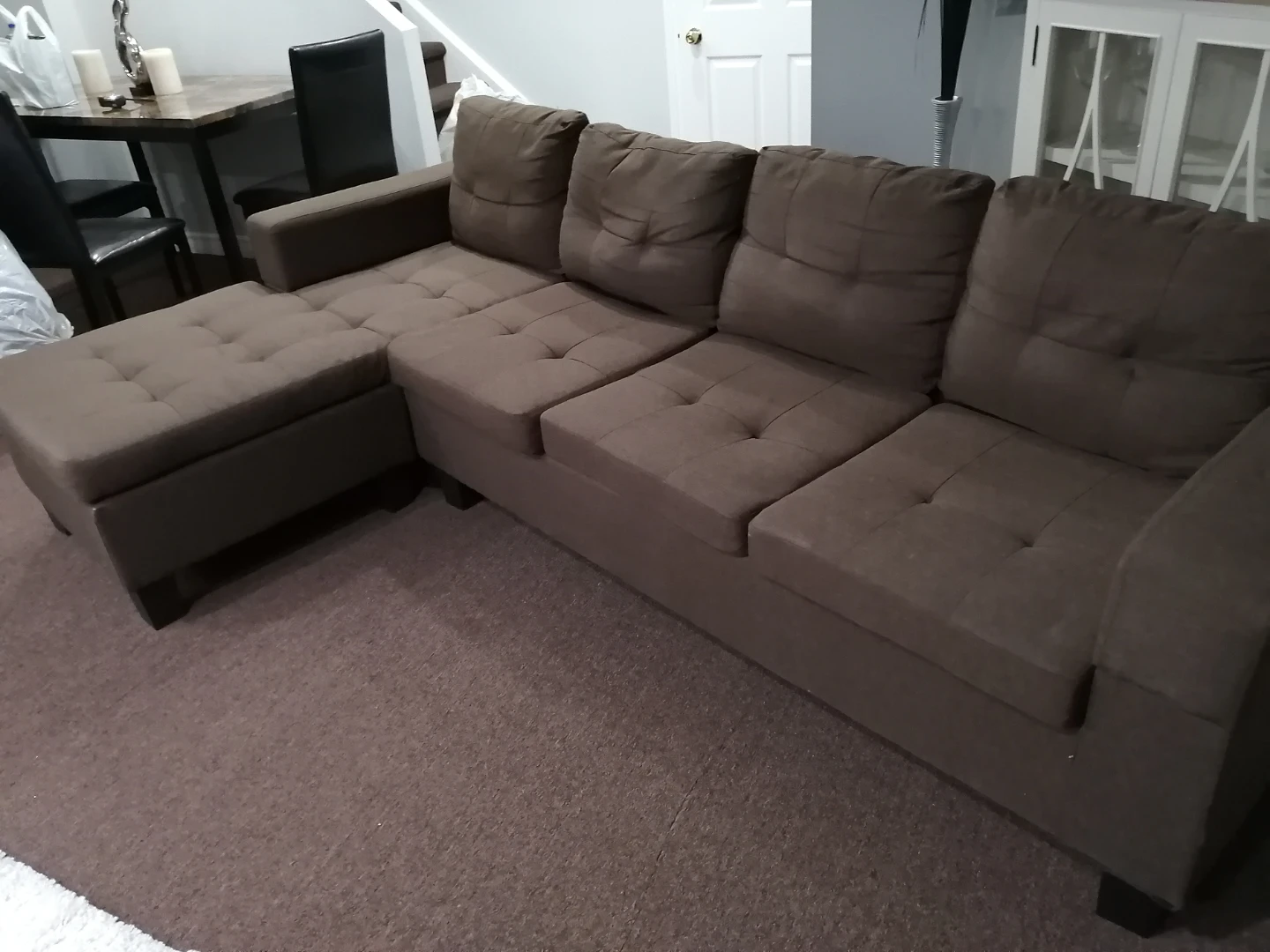 Brown Sectional Sofa with Chaise - photo 2