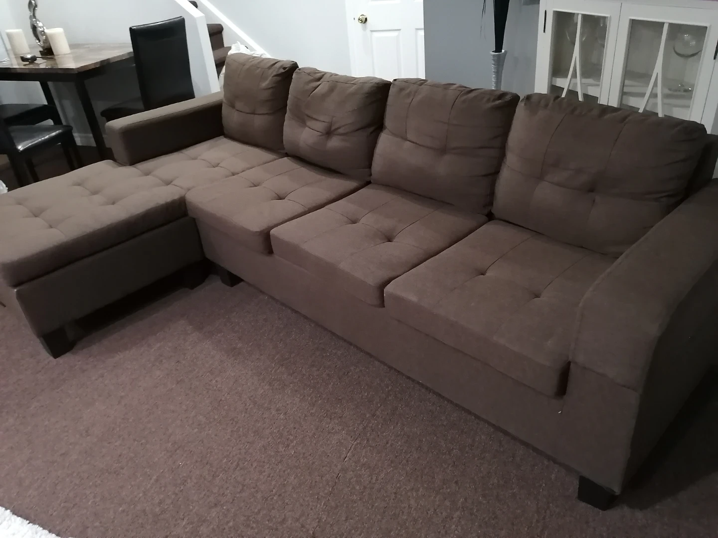 Brown Sectional Sofa with Chaise - photo 3