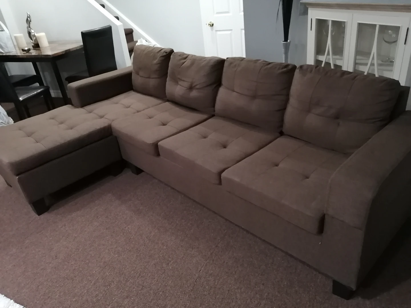 Brown Sectional Sofa with Chaise - photo 4