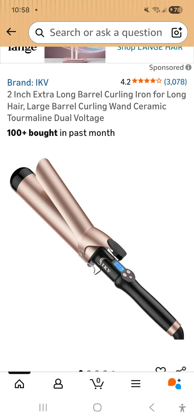 2 Inch Extra Long Barrel Curling Iron for Long Hair