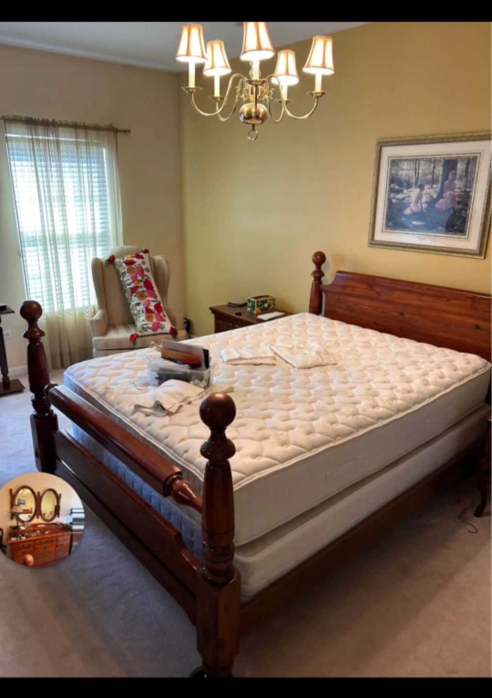 Wooden Bed Frame with Mattress