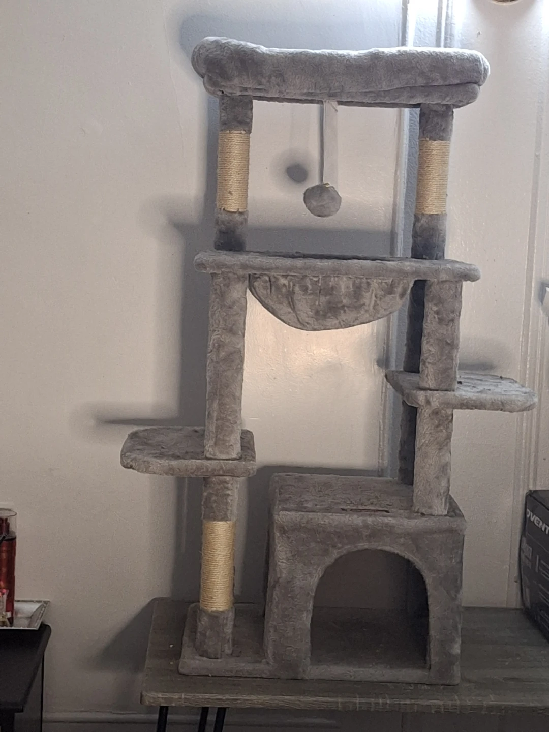 Gray Cat Tree Condo with Hammock and Scratching Posts - photo 3