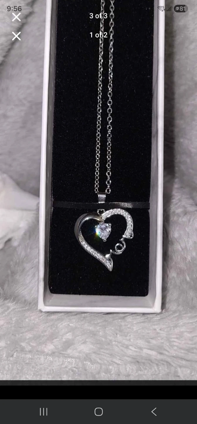 Heart Pendant Necklace with Clear Crystal