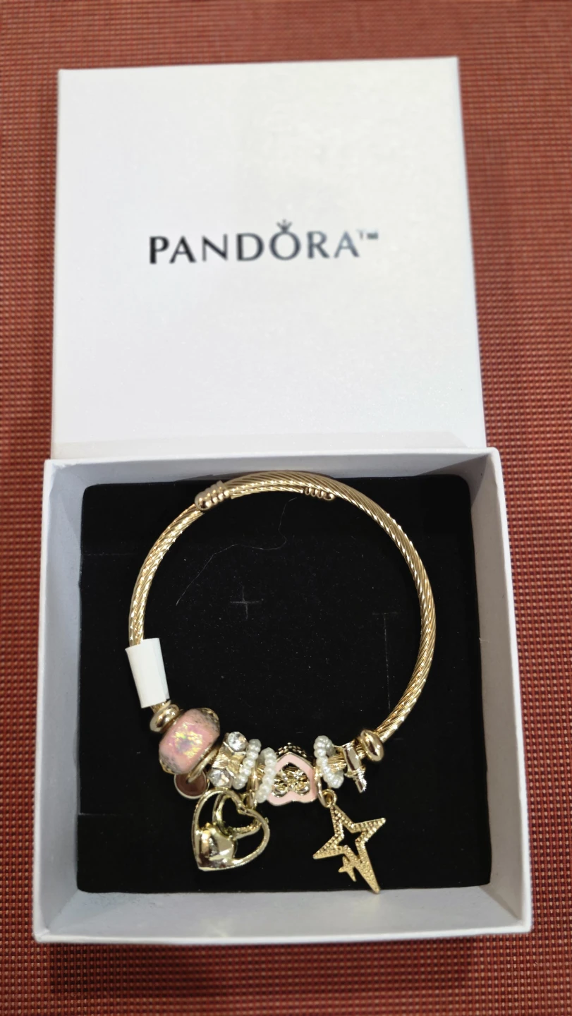 Charm Bracelet with Gold-Tone Bangle