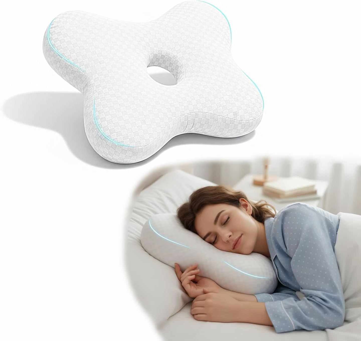 Ergonomic Ear Pillow for Side Sleepers, Piercing Pillow