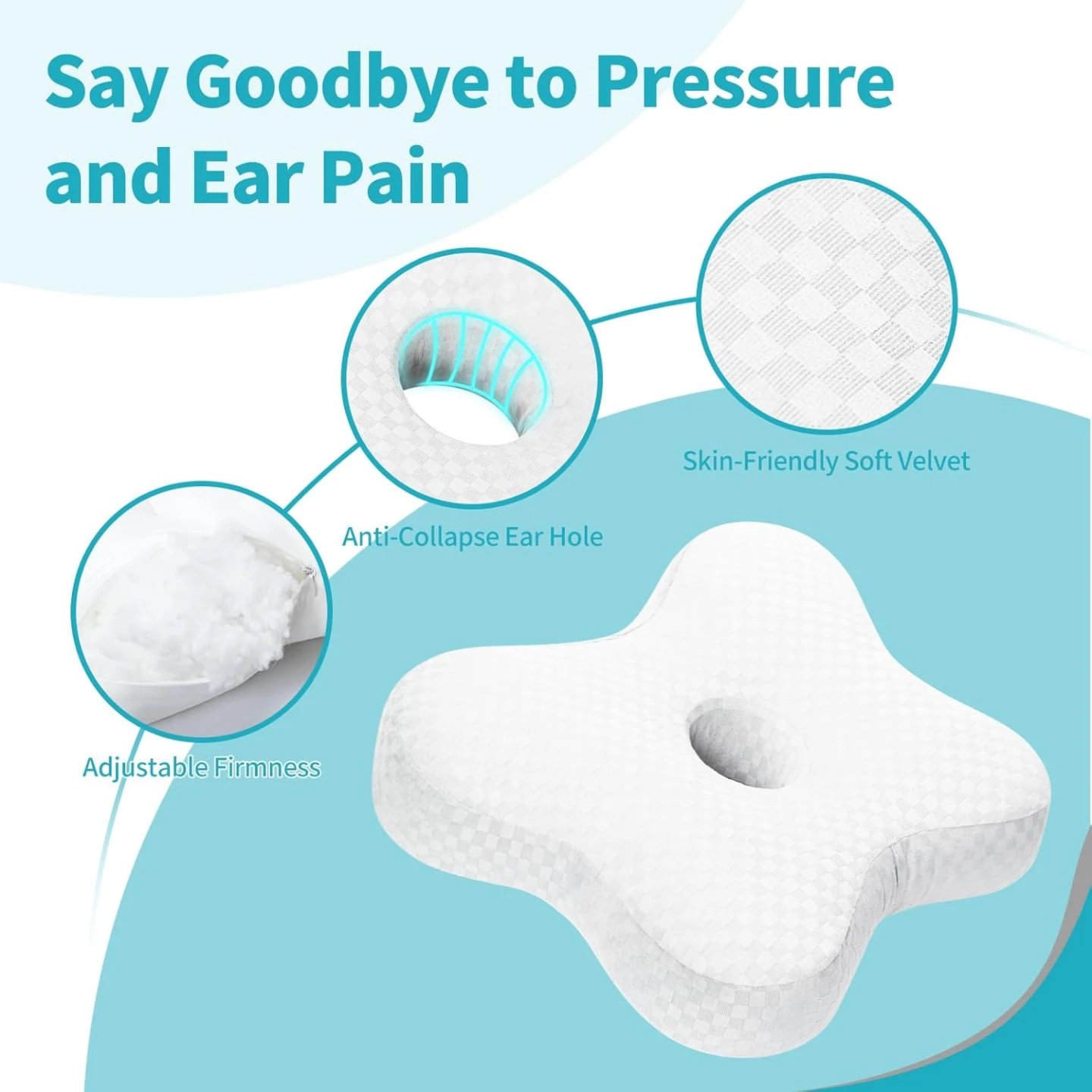 Ergonomic Ear Pillow for Side Sleepers, Piercing Pillow - photo 4