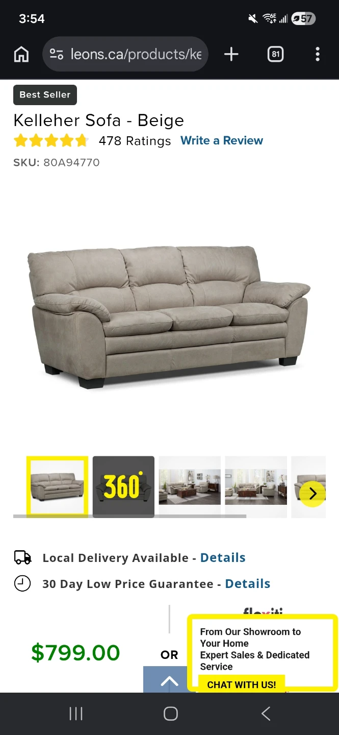 Leon's Kelleher Sofa - Beige - photo 2