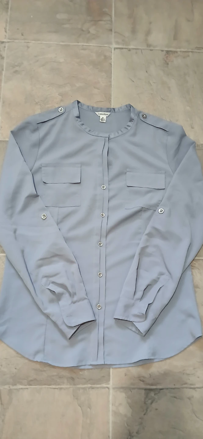 Calvin Klein Women's Grey Button-Up Shirt - Size M
