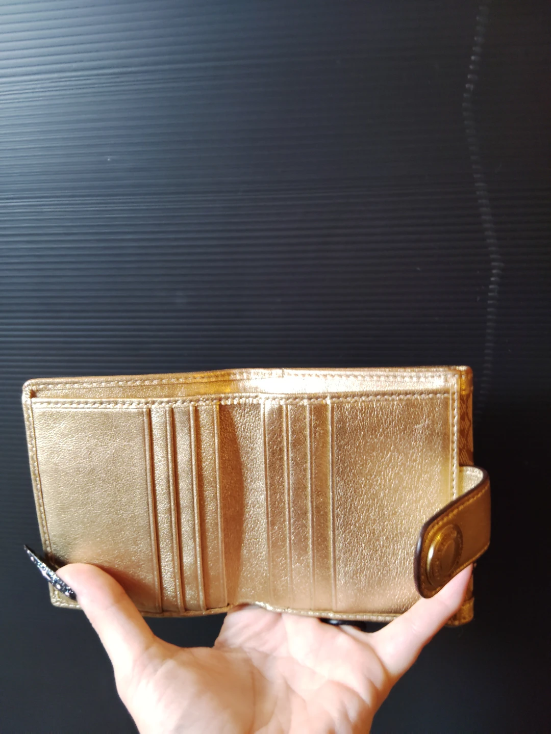 Coach Monogram bifold Wallet Gold - photo 4