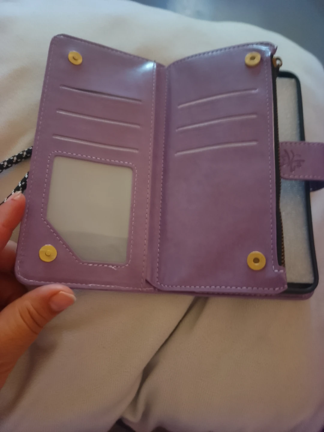 Purple Floral Wallet Phone Case with Zipper - photo 2