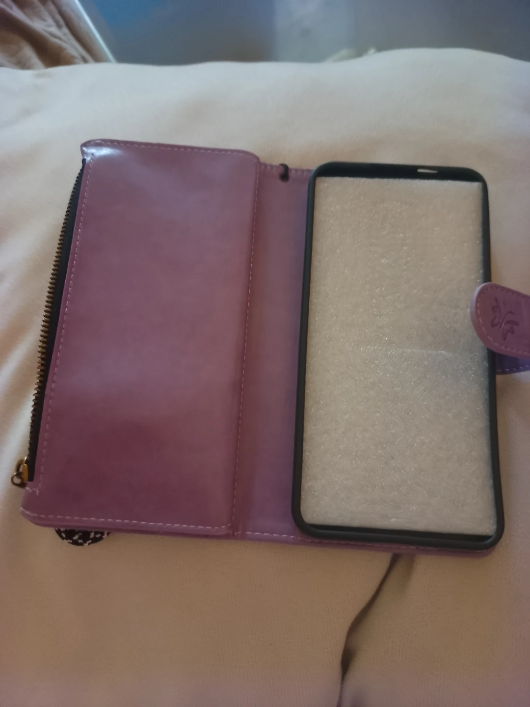 Purple Floral Wallet Phone Case with Zipper - photo 4