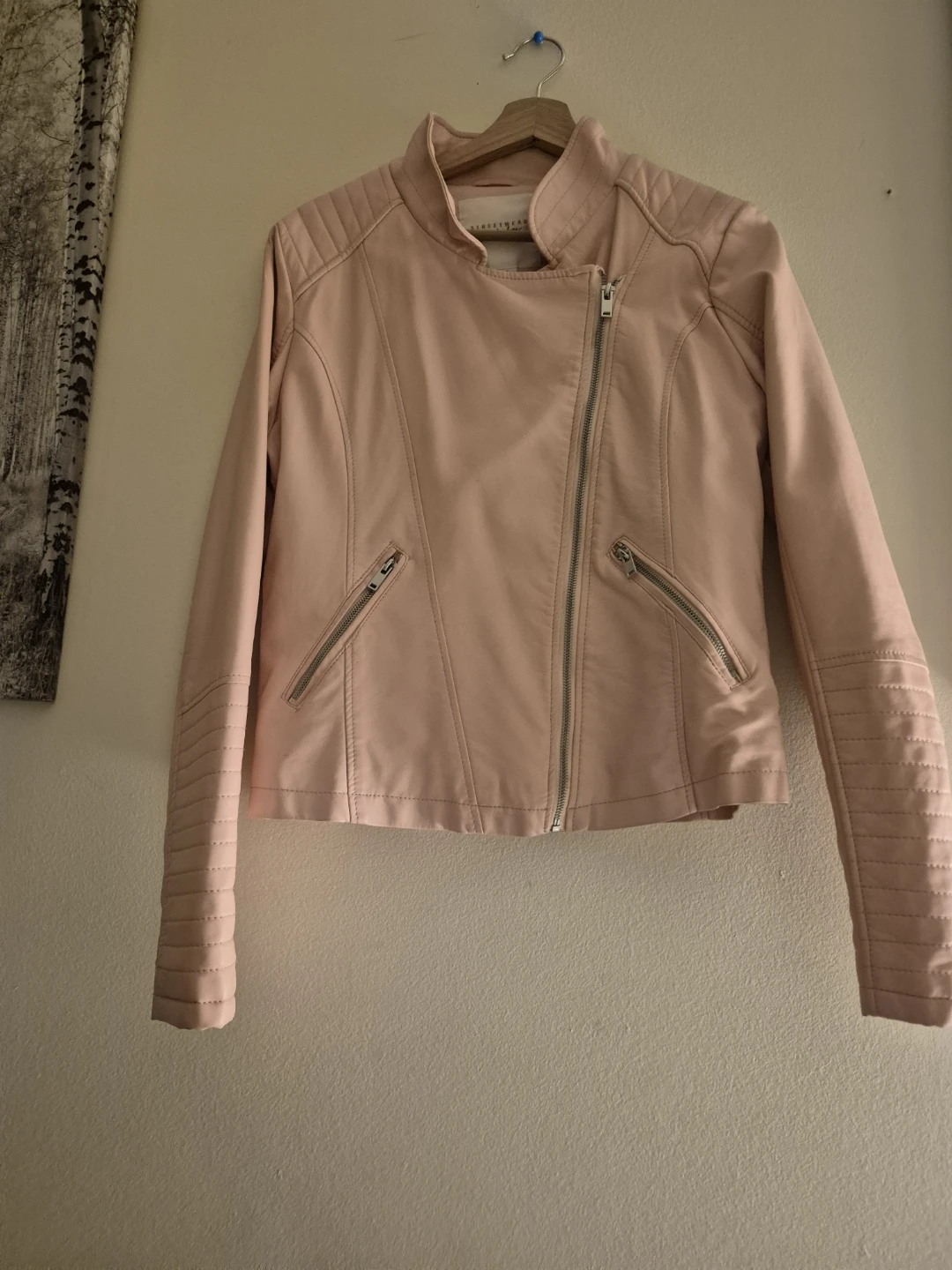 Pink Faux Leather Moto Jacket