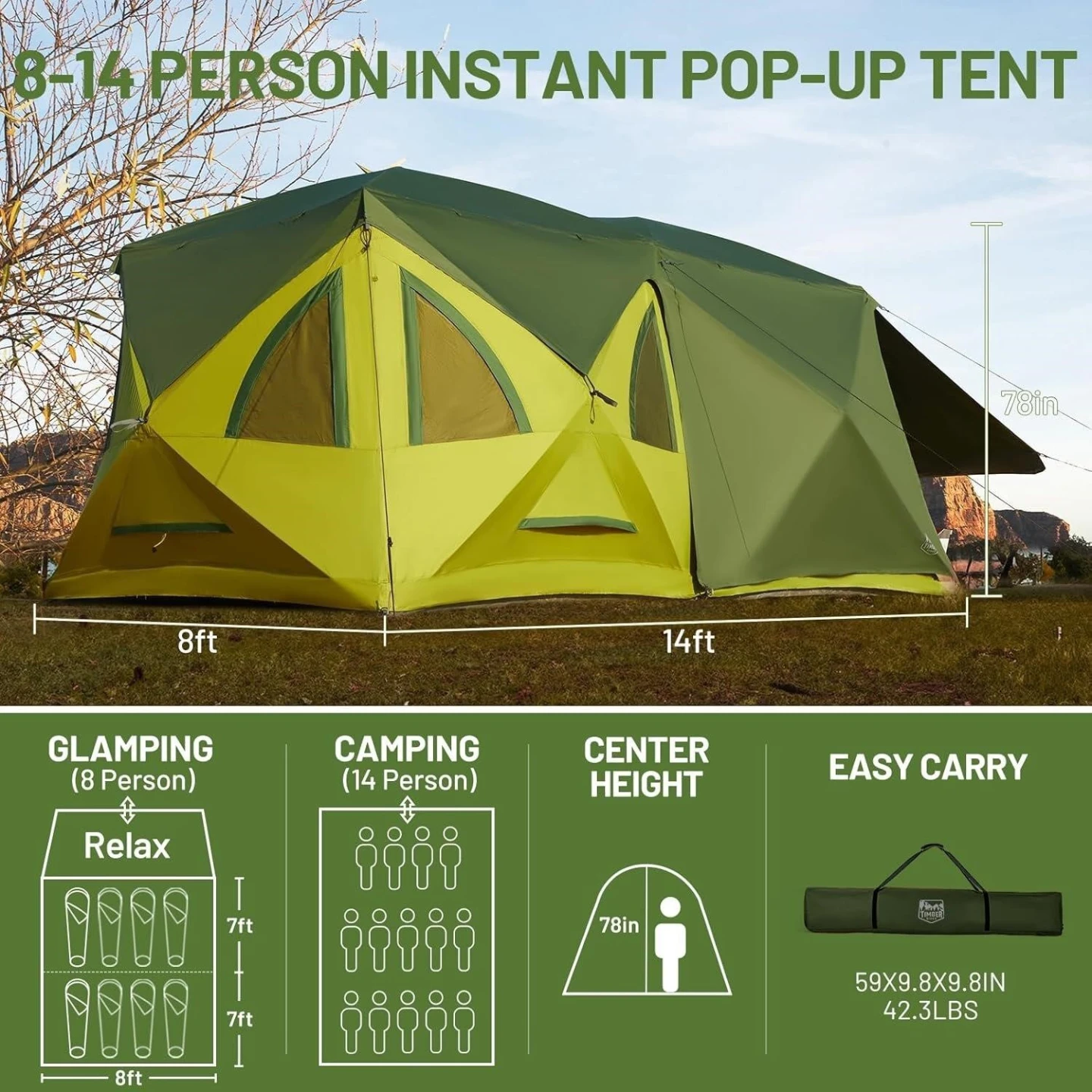 Timber ridge  8  Person Instant Pop-Up Tent - photo 2