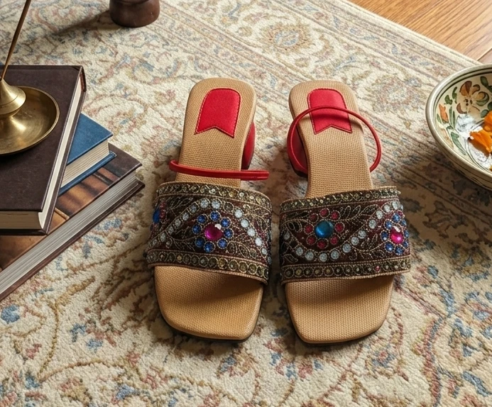 Embellished Slide Sandals