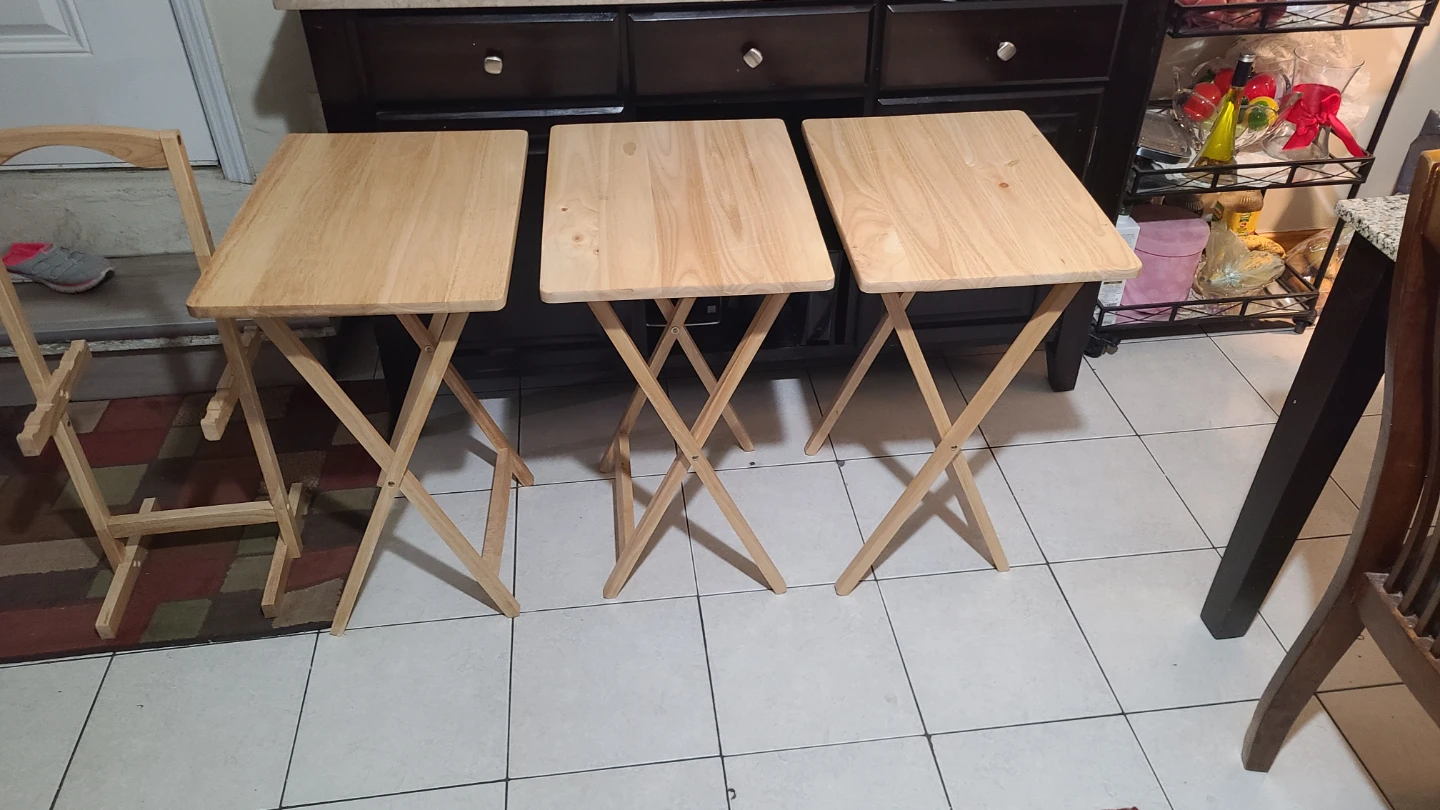 Set of 3 Wooden TV Trays