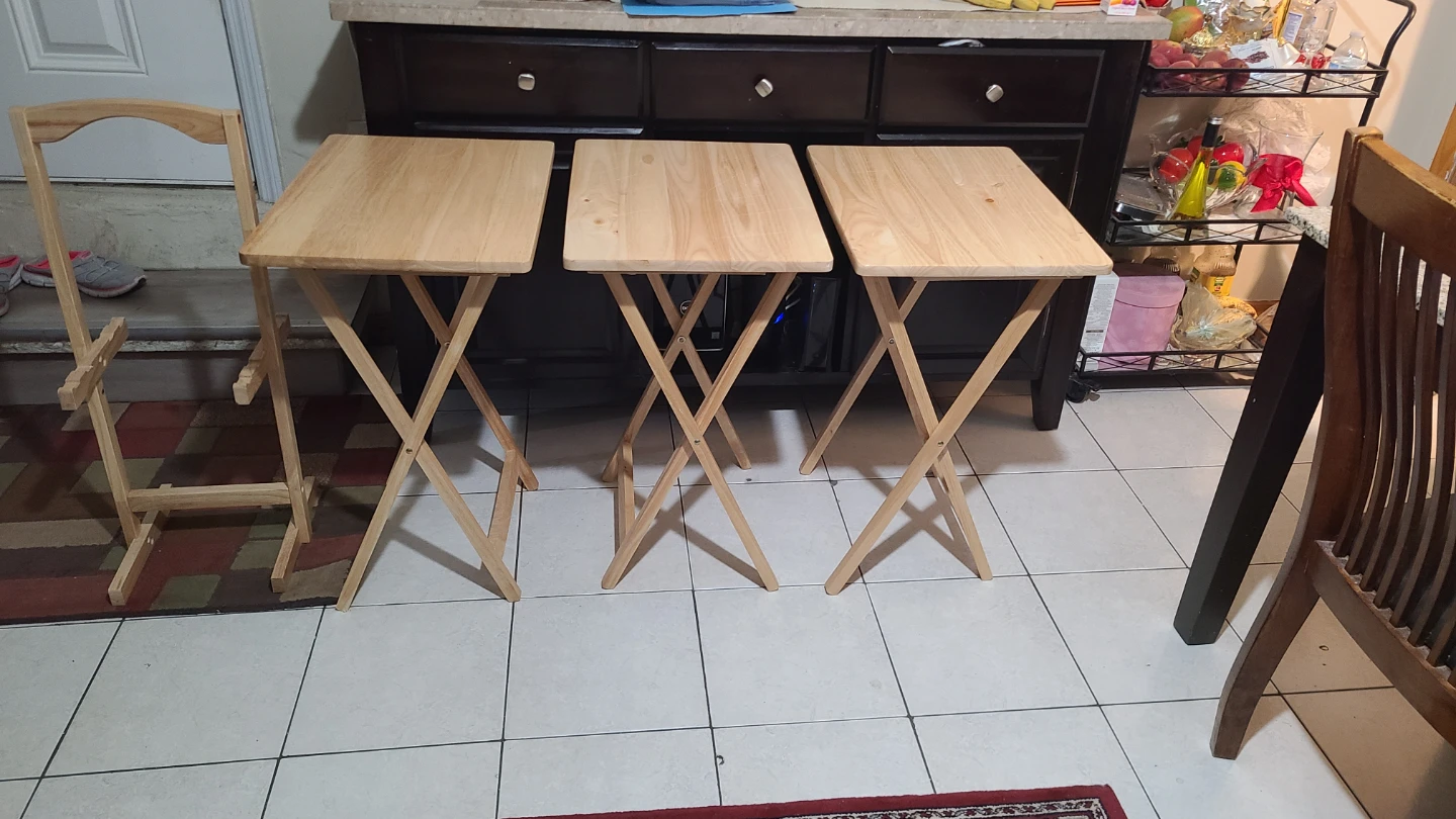 Set of 3 Wooden TV Trays - photo 2