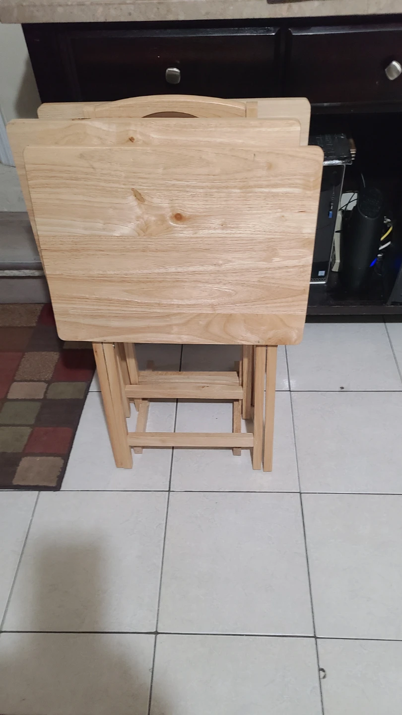 Set of 3 Wooden TV Trays - photo 3