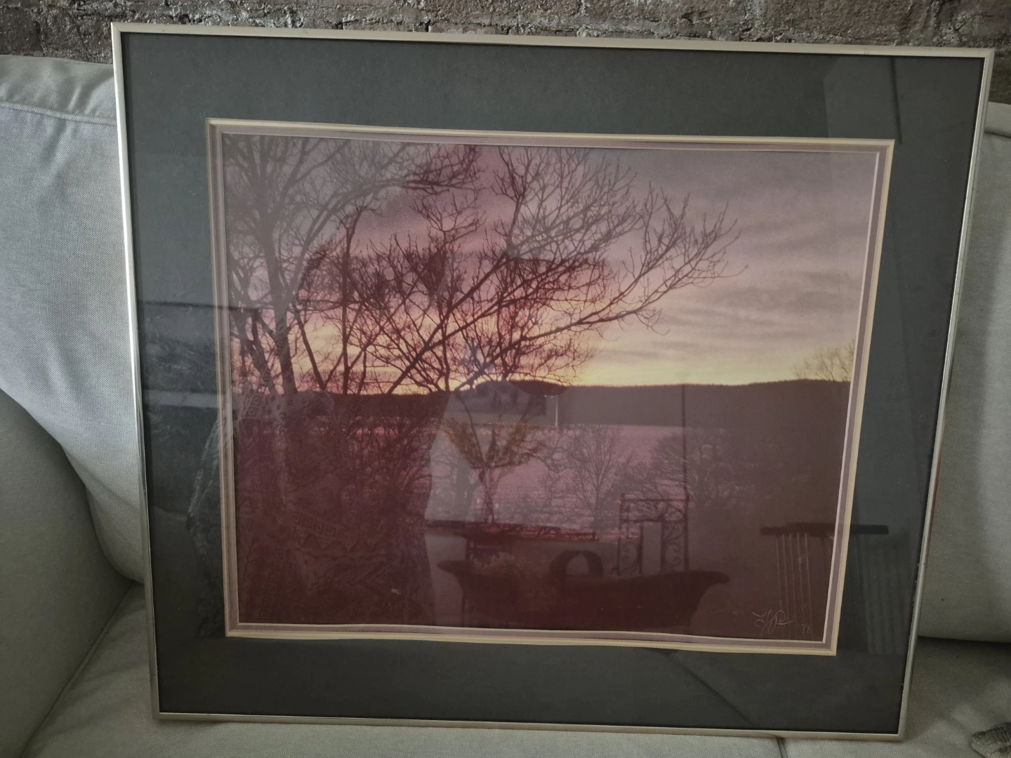 Framed Glass Sunset Landscape Print