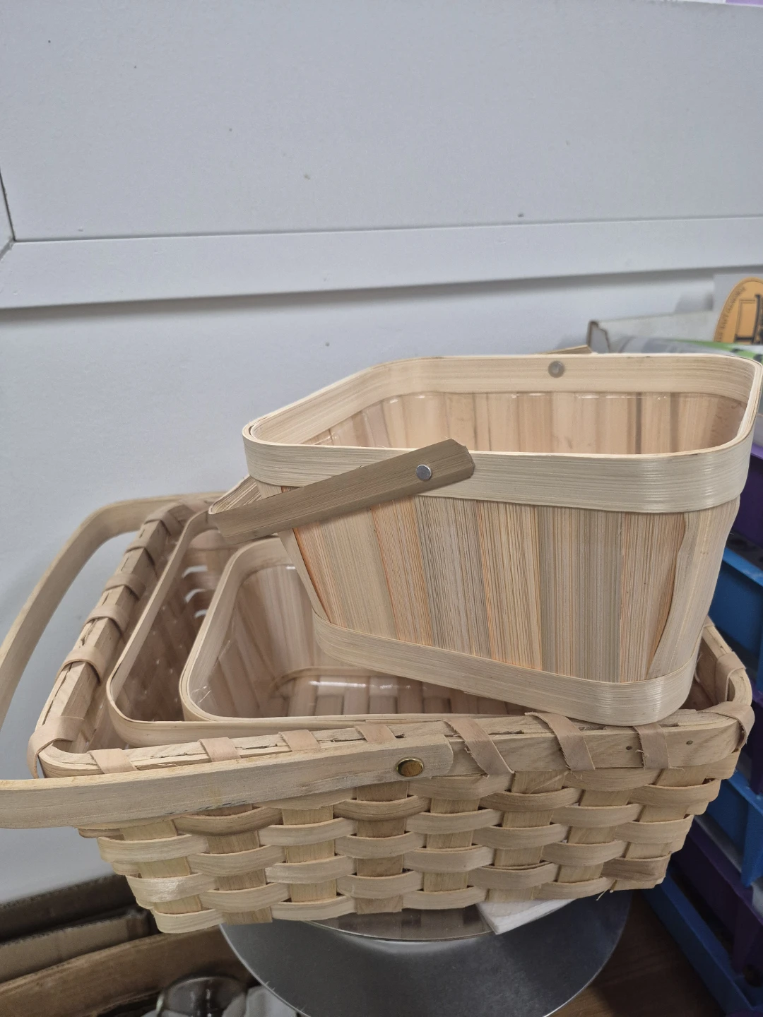 Woven Wood Basket with Handles - photo 3