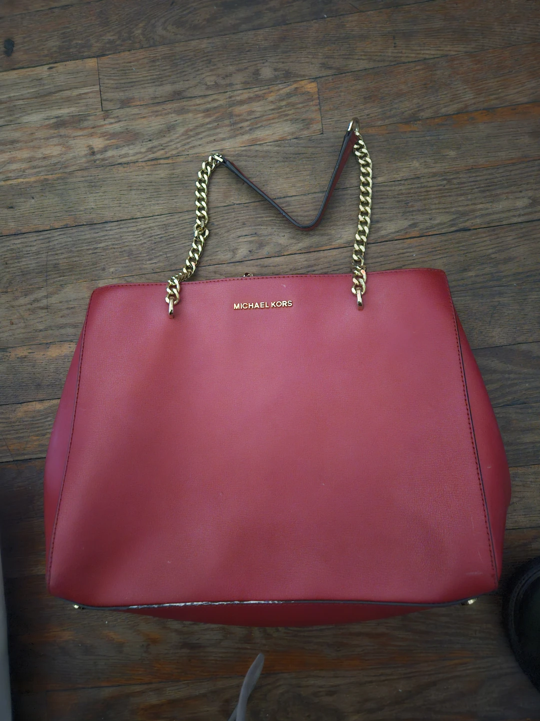Michael Kors Red Leather Tote Bag