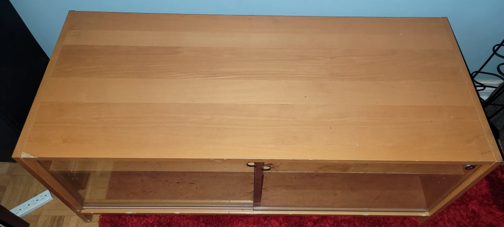 Wooden TV Stand with Sliding Glass Doors - photo 2