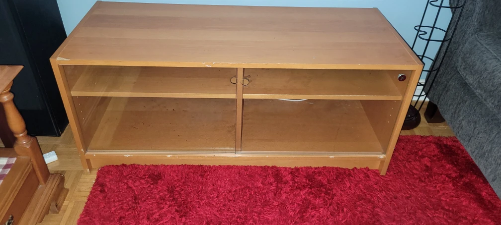 Wooden TV Stand with Sliding Glass Doors - photo 3