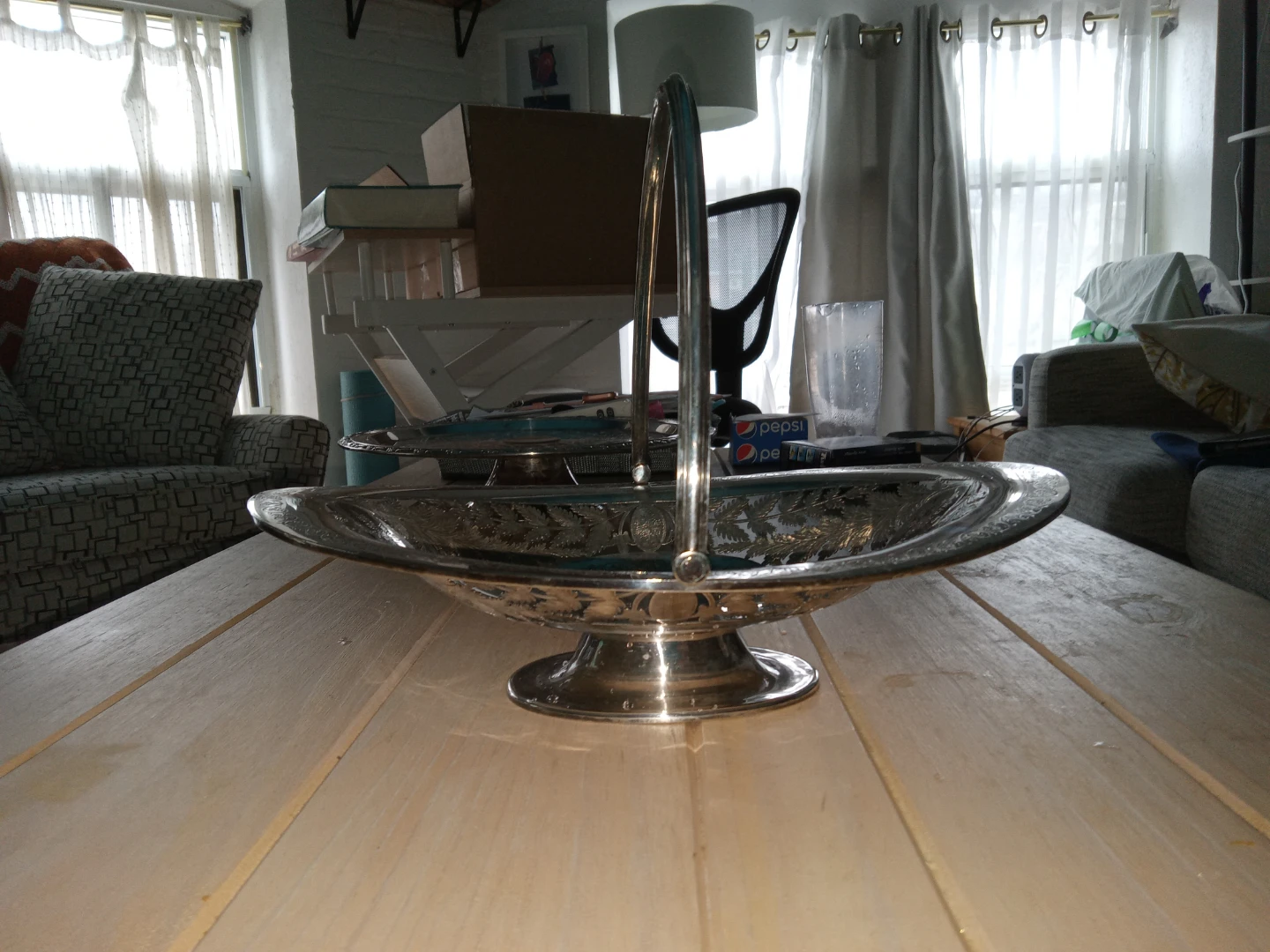 2 ornate Silver Plated Footed Serving Basket