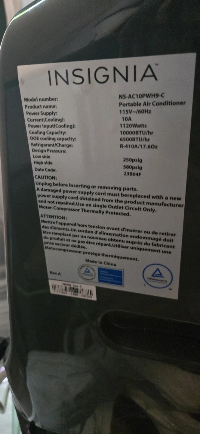 Insignia Portable Air Conditioner NS-AC10PWH9-C - photo 2