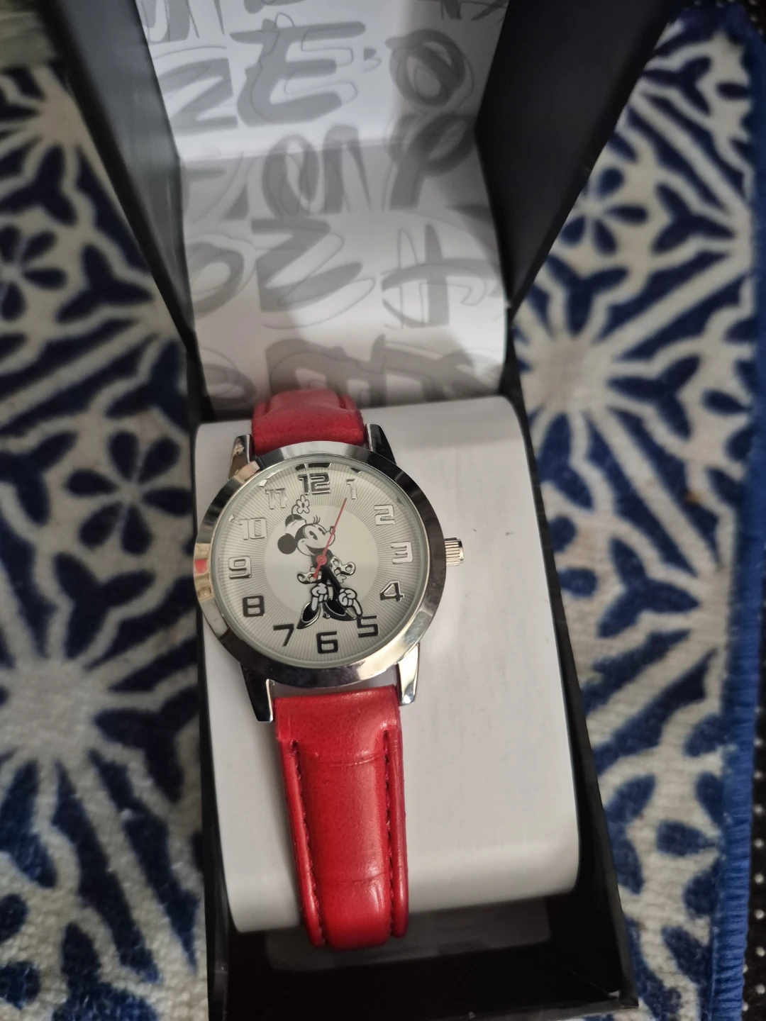 Mickey Mouse Watch with Red Leather Strap