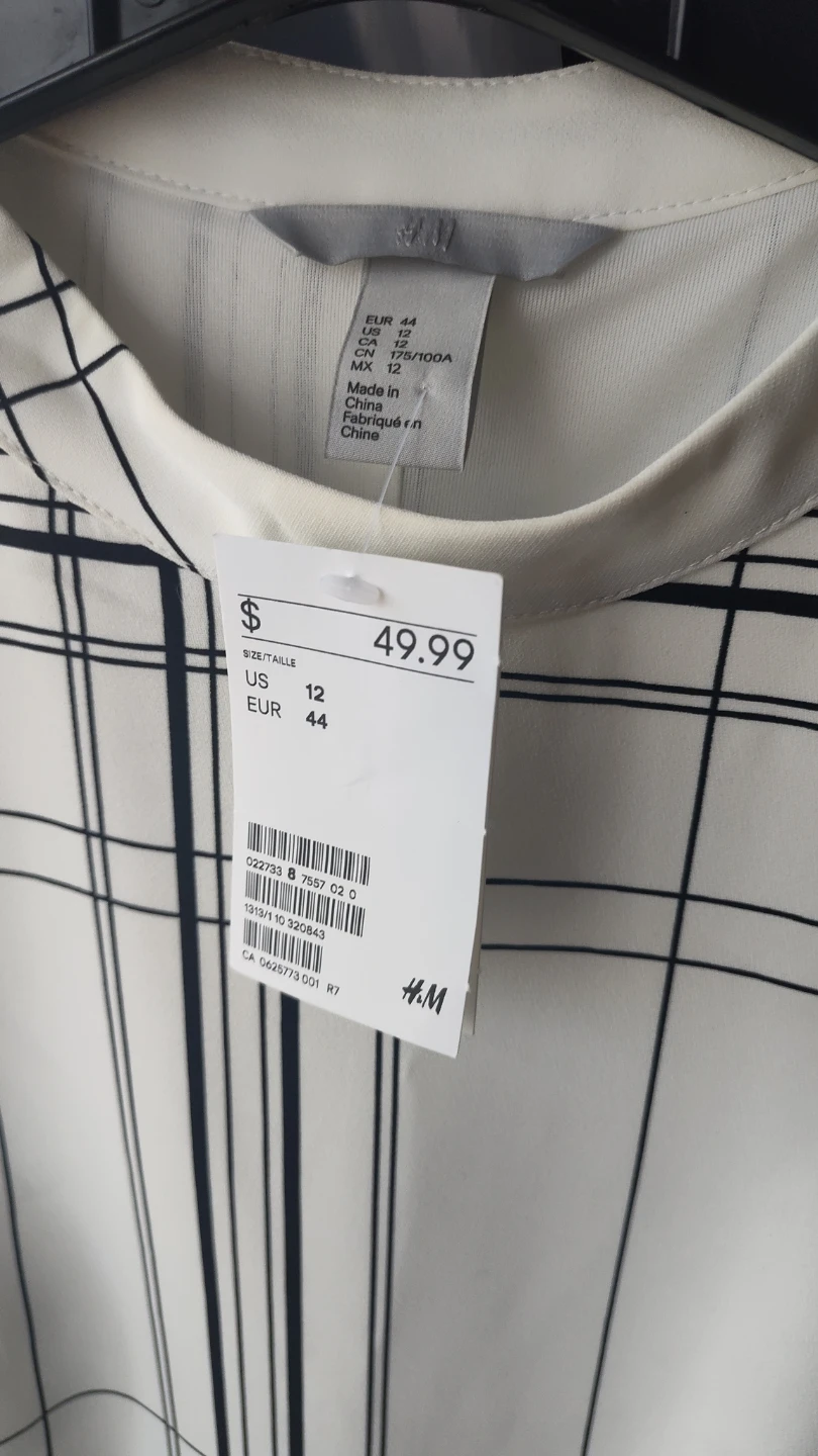 H&M White & Black Plaid Dress - Size 12 - photo 2