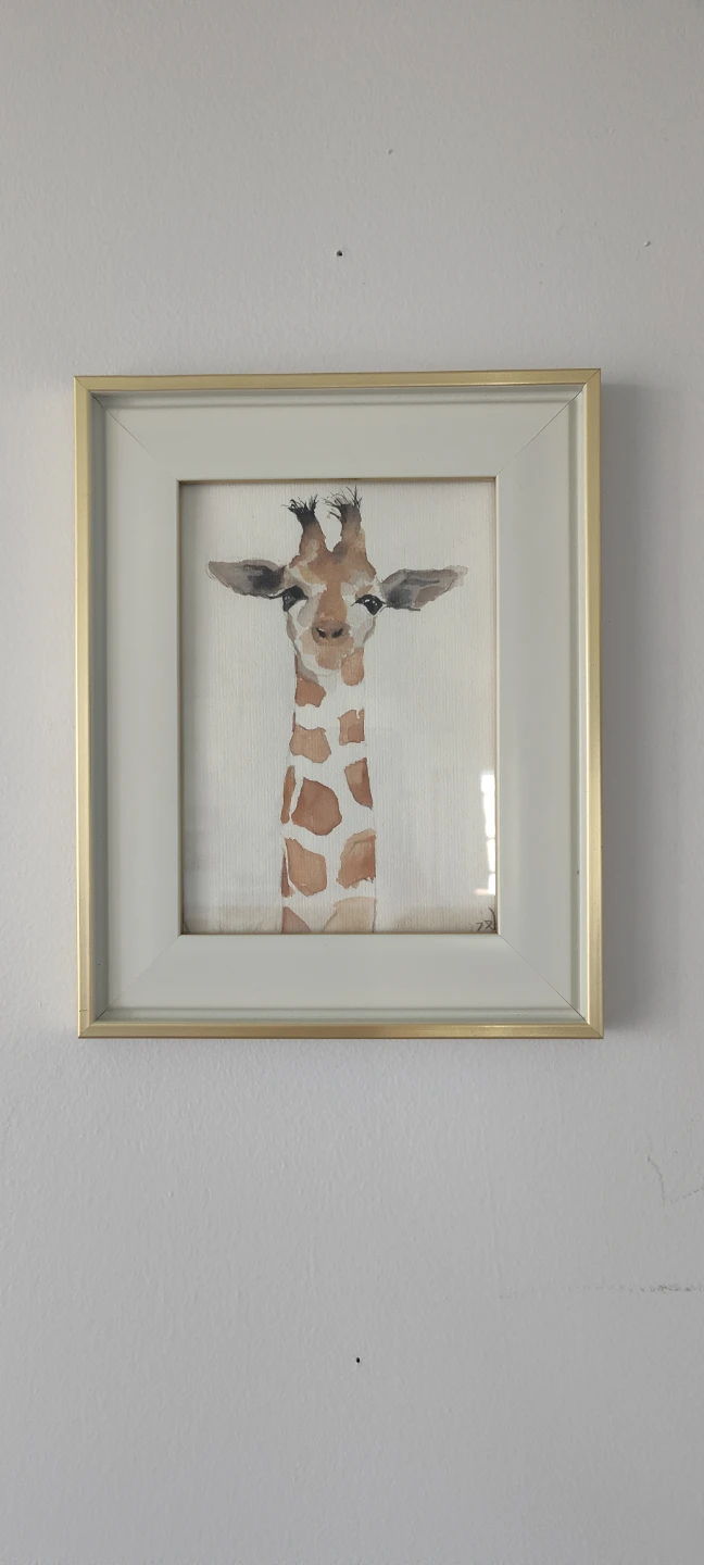 Framed Watercolour Giraffe Art