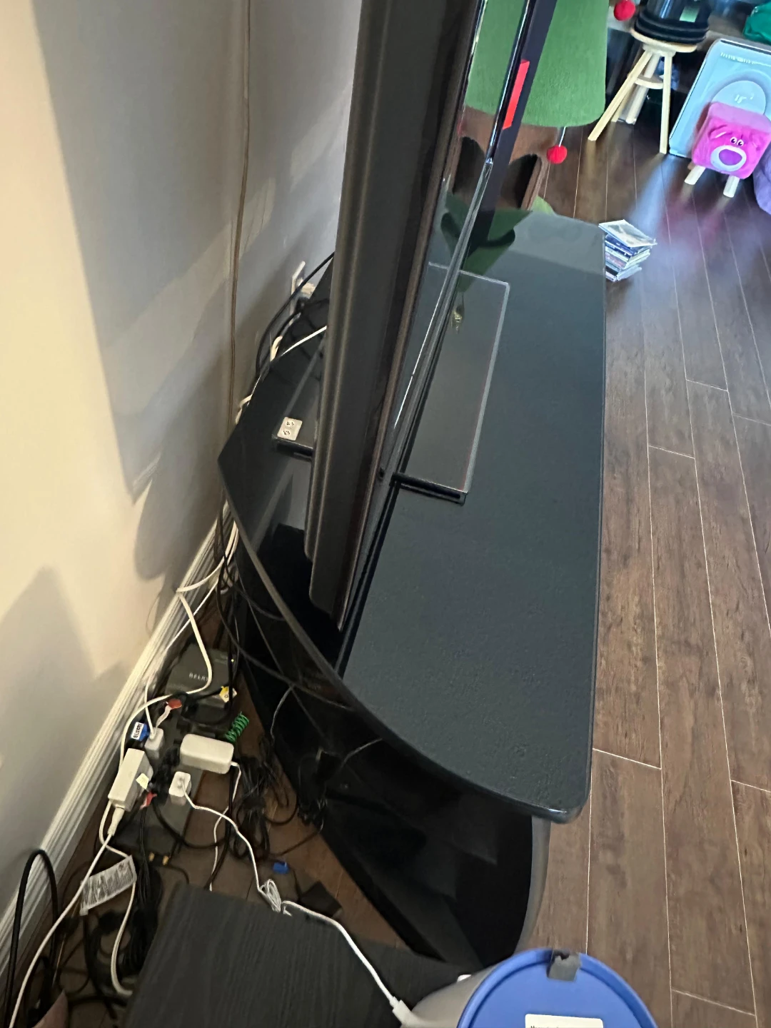 Black Glass TV Stand with Shelves - photo 3