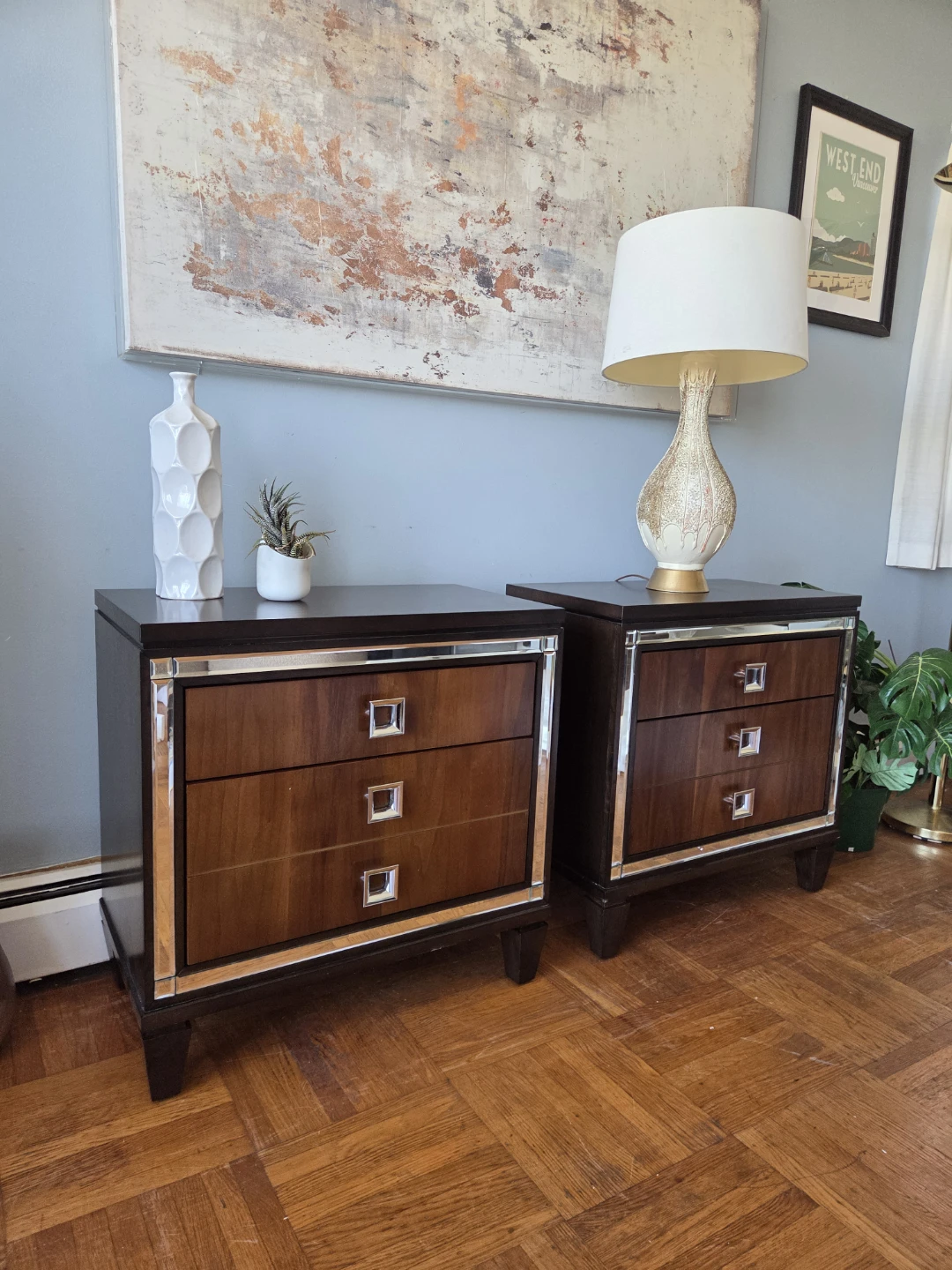 Matching Pair of Modern Three Drawer Nightstands/Bedside Tables - photo 2