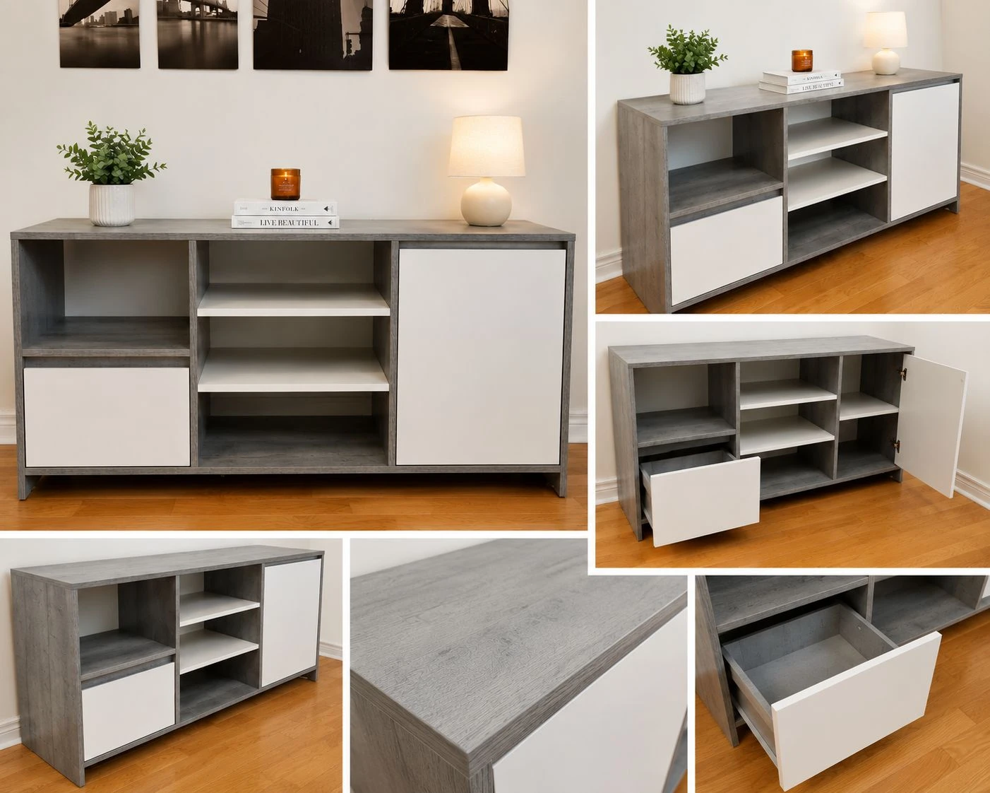 Modern Media Console with Storage - photo 2