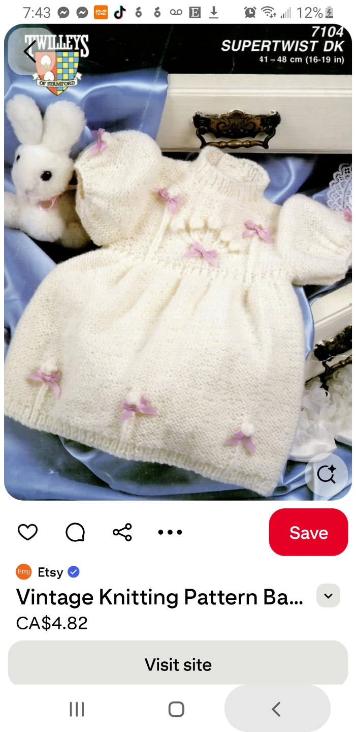 Vintage Knitting Pattern for Baby christening gowns