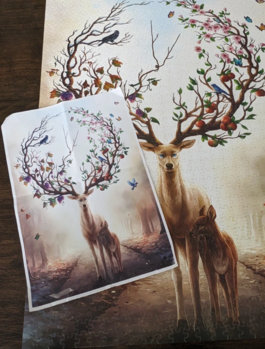 Deer and Fawn Puzzle with Artwork Print