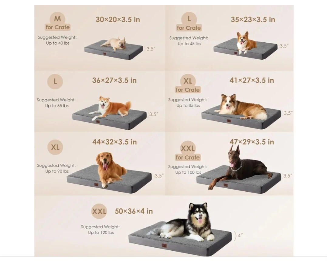EHEYCIGA Dog Bed - Medium - Grey - photo 3