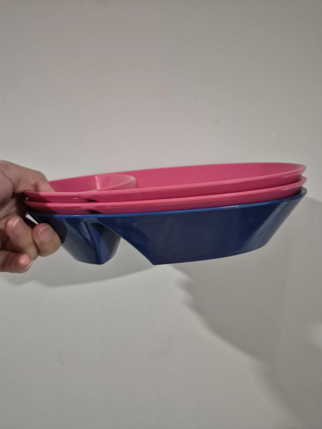 Set of 3 Divided Plates - Blue and Pink - photo 2