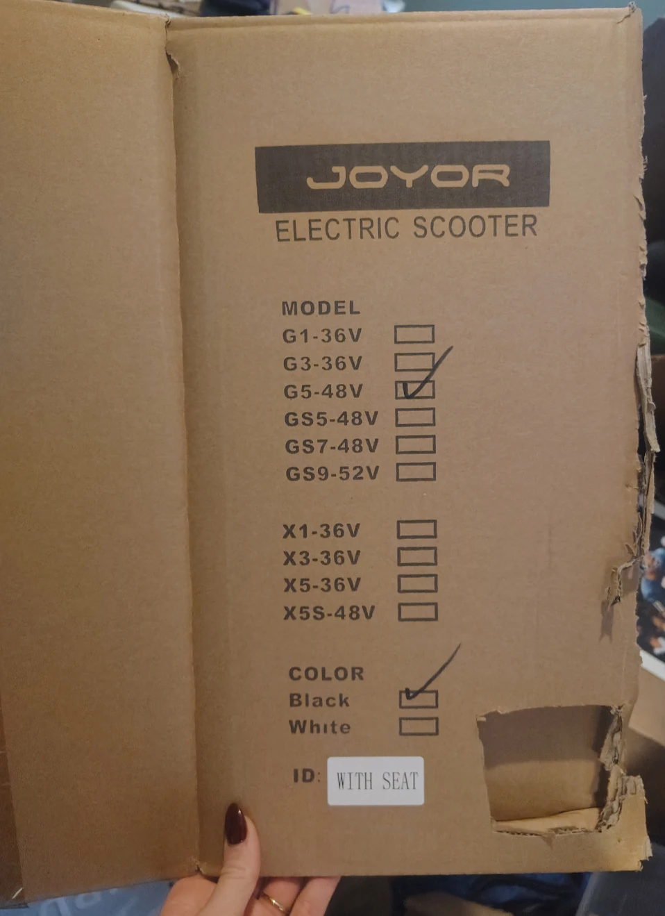 JOYOR 48V Electric Scooter (Black, With Seat) - photo 5