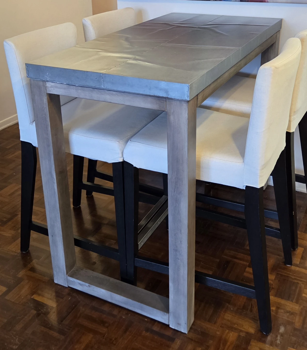 Rustic Industrial Metal Top Dining Table - photo 4