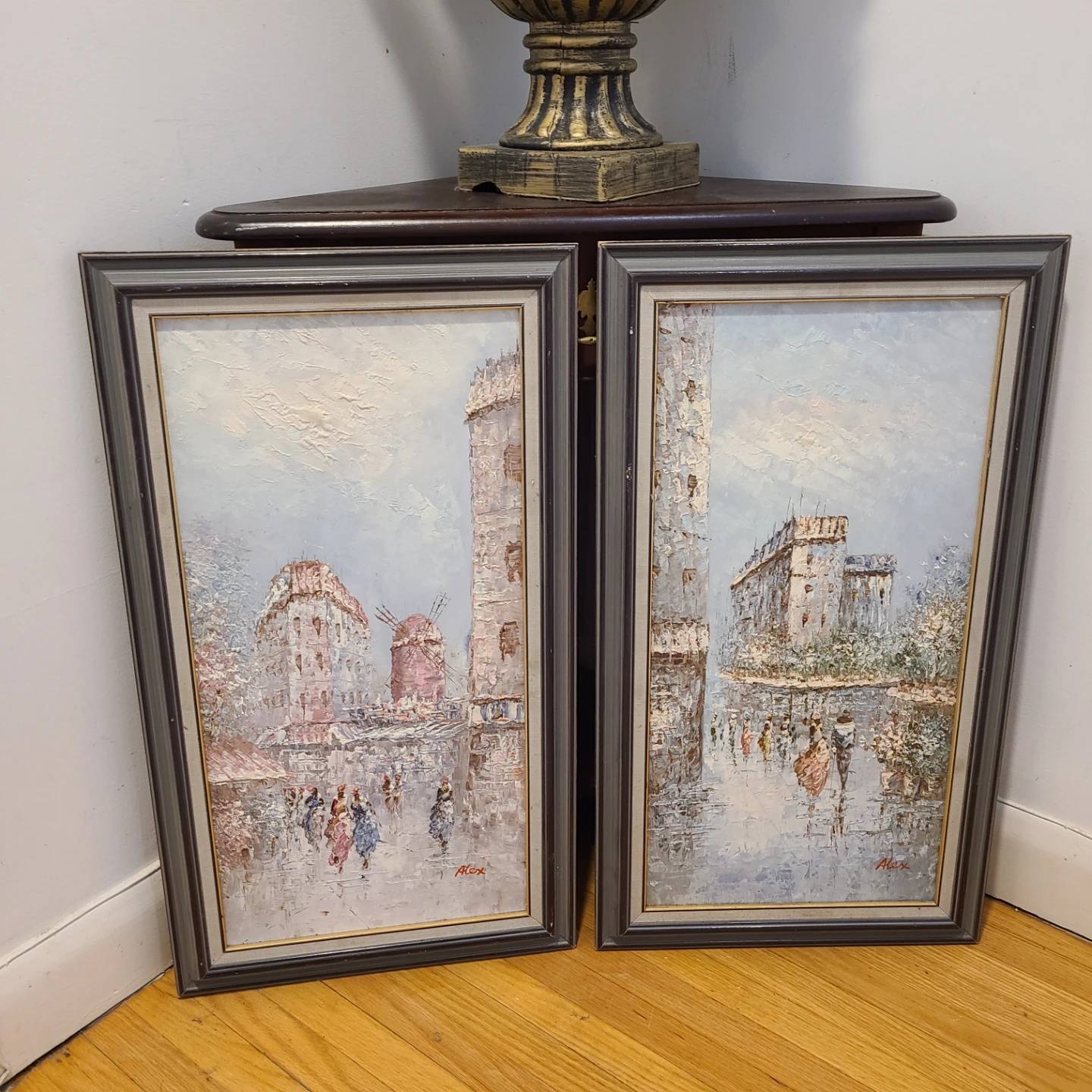 Set of 2 Framed Paris Street Scene Oil Paintings both for $20!