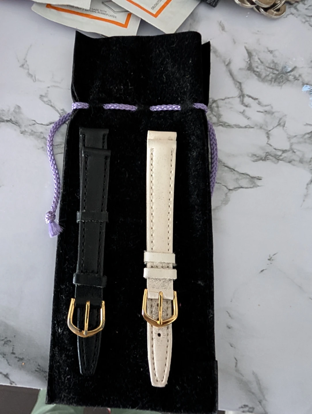 Genuine Leather Watch Straps - Black & Cream - photo 2