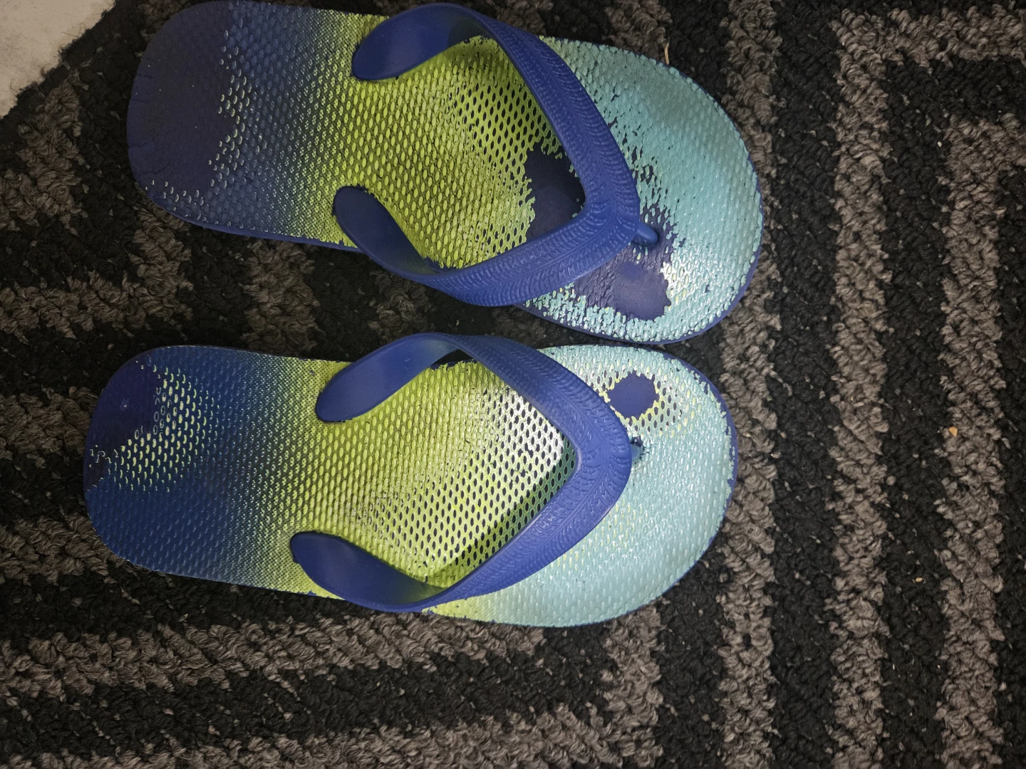 Kids Flip Flops Blue Green